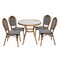 Flash Furniture Lourdes French Bistro 31.5in. Table, Black and White PE Rattan, Glass Top w/4 Stack Chairs SDA-AD641012-80-4002S-BKWH-NAT-GG - alternate 6